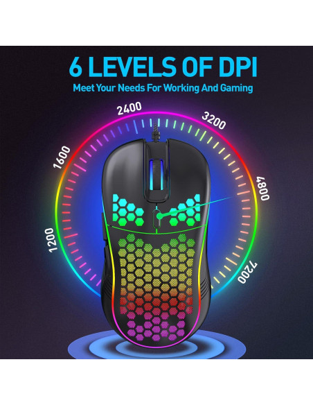 Ratón Gaming JYCSTE Ergonómico con Cable RGB 6 Botones Ratón Gaming JYCSTE Ergonómico con Cable RGB 6 Botones