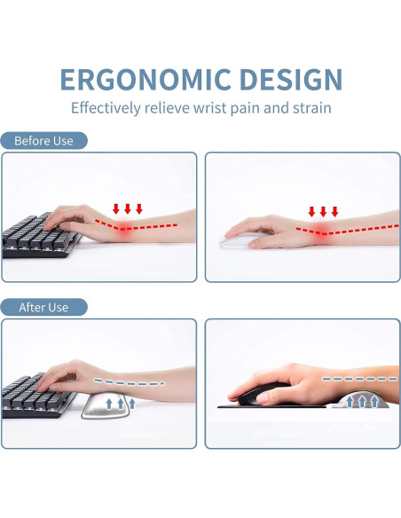Conjunto Reposamuñecas Ergonómico BVDIKMI 4 en 1 Espuma Viscoelástica Conjunto Reposamuñecas Ergonómico BVDIKMI 4 en 1 Espuma Viscoelástica