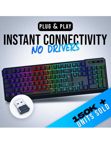 Teclado Gaming Inalámbrico KLIM Chroma RGB - Resistente al Agua