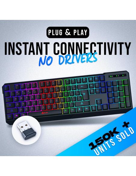 Teclado Gaming Inalámbrico KLIM Chroma RGB - Resistente al Agua Teclado Gaming Inalámbrico KLIM Chroma RGB - Resistente al Agua