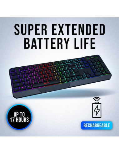 Teclado Gaming Inalámbrico KLIM Chroma RGB - Resistente al Agua