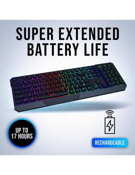 Teclado Gaming Inalámbrico KLIM Chroma RGB - Resistente al Agua Teclado Gaming Inalámbrico KLIM Chroma RGB - Resistente al Agua