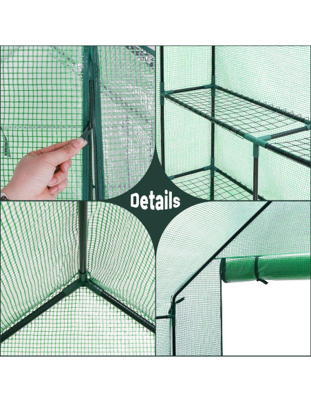 Invernadero de Pasillo LEMY 2 Niveles 8 Estantes 145x145 cm Invernadero de Pasillo LEMY 2 Niveles 8 Estantes 145x145 cm