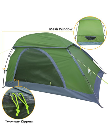 Tienda de Camping AYAMAYA para 1 Persona Impermeable Verde