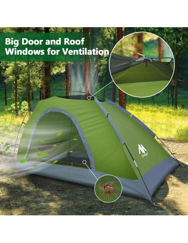 Tienda de Camping AYAMAYA para 1 Persona Impermeable Verde