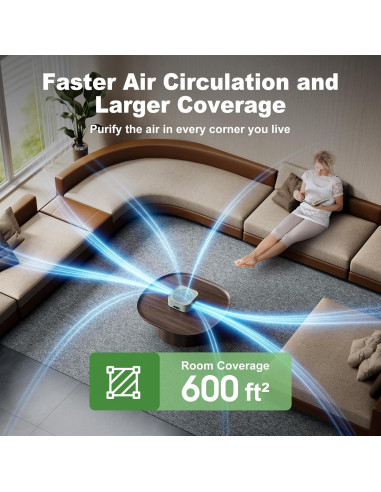 Purificador de Aire TDBYWAE H13 HEPA 600 m USB Verde