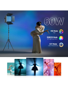 Luz LED RGB 60W GVM con Soporte y Control Bluetooth 2