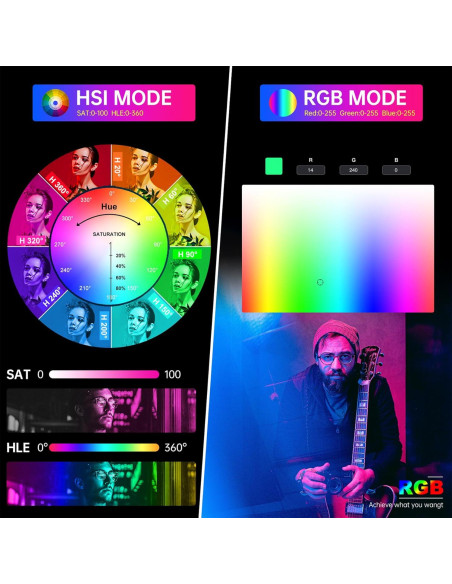 Luz LED RGB 60W GVM con Soporte y Control Bluetooth Luz LED RGB 60W GVM con Soporte y Control Bluetooth