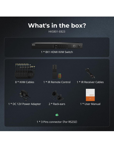 Interruptor KVM HDMI 8 Puertos TESmart 4K@30Hz USB 2.0