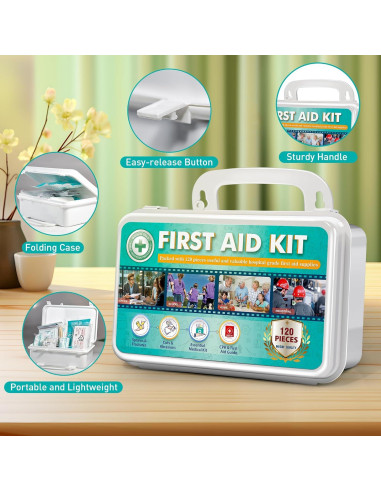 Kit de Primeros Auxilios General Medi 120 Piezas Estuche Duro
