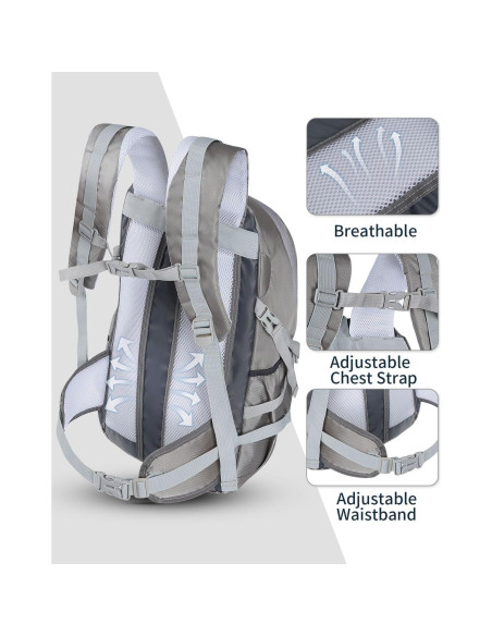 Mochila de Senderismo 40L Mokzer Gris Impermeable Unisex Mochila de Senderismo 40L Mokzer Gris Impermeable Unisex