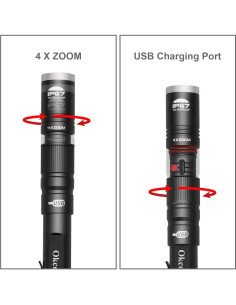 Linterna Recargable IP67 YONGYI con 4 Zooms y 300 Lúmenes 2