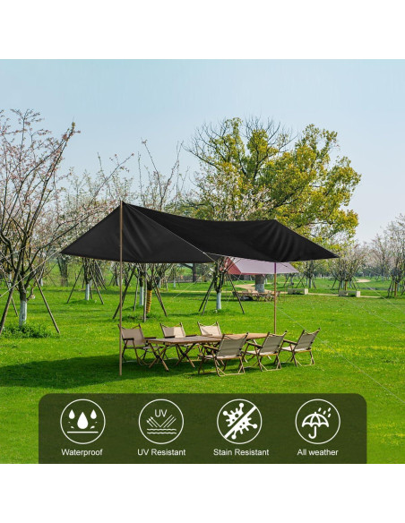 Cubierta de Lona Impermeable Honsaifau 1.52m x 1.52m Negra Cubierta de Lona Impermeable Honsaifau 1.52m x 1.52m Negra