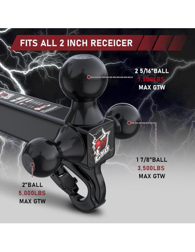 Enganche de Remolque GYO 4 en 1 Bola Triple 10,000 lbs