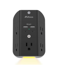 Extensor de Enchufe MIFASOPOWER 5 AC + 4 USB, Protector 1080J