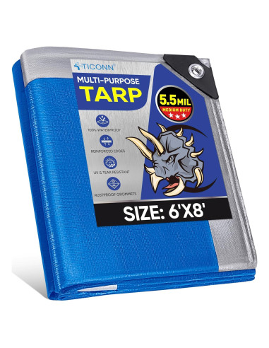 Lona Impermeable TICONN 1.83m x 2.44m 5.5 Mil Resistente UV