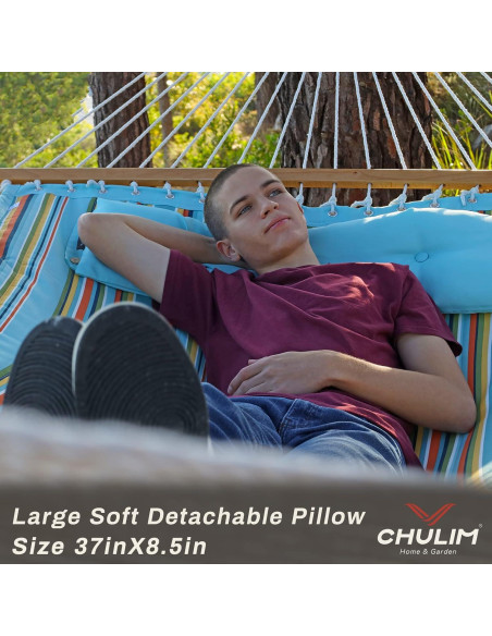 Hamaca acolchada CHULIM doble 3.66 m rayas azules 204 kg