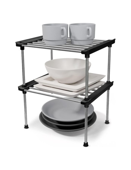 Estante Organizador Carrotez, 2 Estantes Apilables Negro 19.81x15.24x22.86 cm Estante Organizador Carrotez, 2 Estantes Apilables Negro 19.81x15.24x22.86 cm