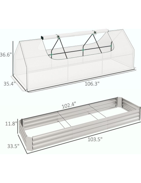 Huerto Elevado Galvanizado Outsunny 2.62m con Mini Invernadero Huerto Elevado Galvanizado Outsunny 2.62m con Mini Invernadero