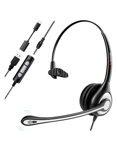 Auricular USB Wantek H-USB600-SC con Micrófono y Cancelación de Ruido