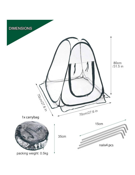 Cubierta de Invernadero Pop Up Breda Sports 70.1x70.1x80 cm PVC Cubierta de Invernadero Pop Up Breda Sports 70.1x70.1x80 cm PVC