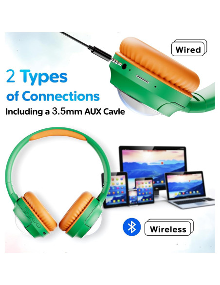 Auriculares Bluetooth Contixo KB6 Niños Verde 85dB Plegables Auriculares Bluetooth Contixo KB6 Niños Verde 85dB Plegables