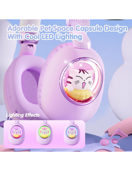 Auriculares Bluetooth 5.4 Esonstyle S21 Niños Púrpura 85dB Auriculares Bluetooth 5.4 Esonstyle S21 Niños Púrpura 85dB