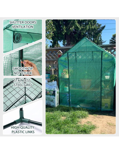 Invernadero Portátil Scool 142x76x193 cm Verde para Jardín