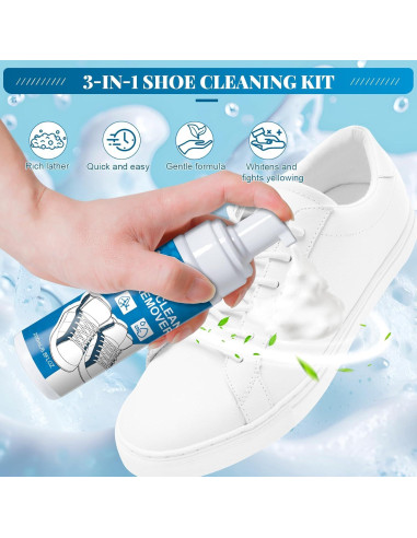Kit Limpiador de Zapatos 3-en-1 con Espuma y Cepillo