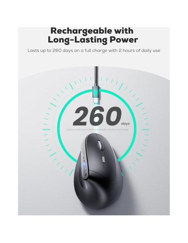 Ratón Vertical Ergonómico Nulea MD280 Inalámbrico 4 DPI Ajustables