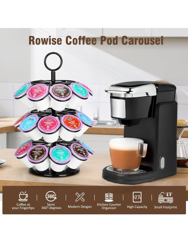 Soporte para cápsulas de café ROWISE 27 unidades giratorio 360