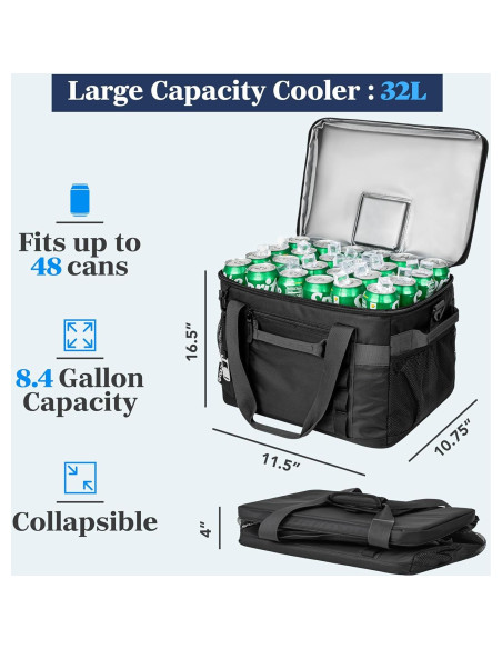 Bolsa Térmica OPUX 48 Latas Aislada Plegable Negra Bolsa Térmica OPUX 48 Latas Aislada Plegable Negra
