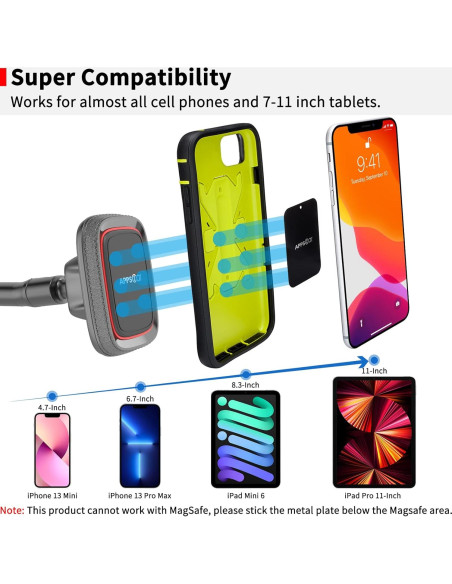 Soporte Magnético para Teléfono de Coche APPS2Car M02PRO-S3L Brazo Largo 33cm Soporte Magnético para Teléfono de Coche APPS2Car M02PRO-S3L Brazo Largo 33cm