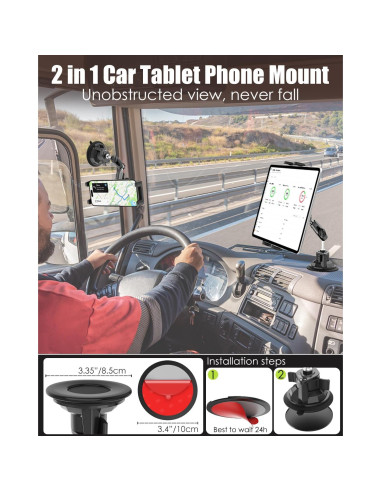 Soporte de Tableta Charchendo para Carro 4-13" Rotación 360