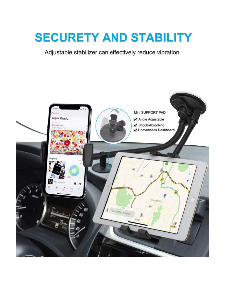 Soporte de Tablet y Teléfono para Coche Woleyi Doble Brazo 36cm Soporte de Tablet y Teléfono para Coche Woleyi Doble Brazo 36cm