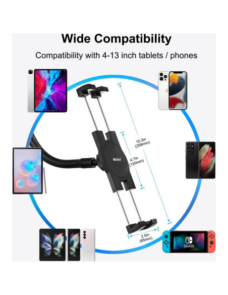 Soporte para Tablet Woleyi con Ventosa Ajustable 4.7-13" Soporte para Tablet Woleyi con Ventosa Ajustable 4.7-13"