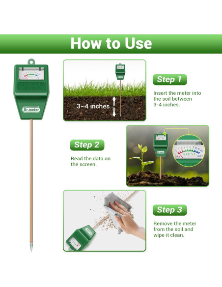 Medidor de Humedad de Suelo Dr.meter S10, Sin Baterías, Verde Medidor de Humedad de Suelo Dr.meter S10, Sin Baterías, Verde