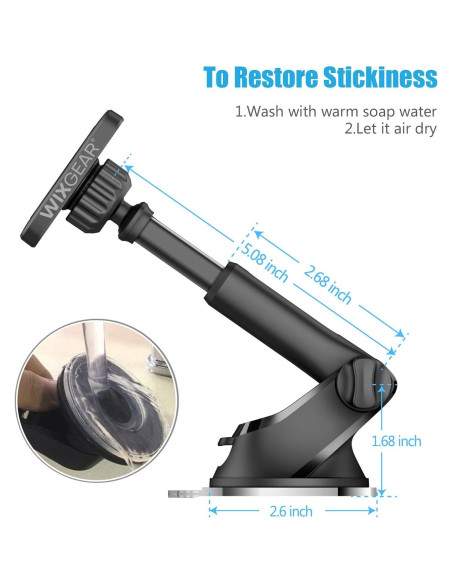 Soporte Magnético para Teléfono de Auto WixGear - Brazo Telescópico Soporte Magnético para Teléfono de Auto WixGear - Brazo Telescópico