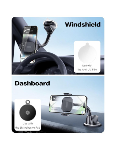 Soporte para teléfono de coche OQTIQ con ventosa - Brazo flexible 10.2 cm