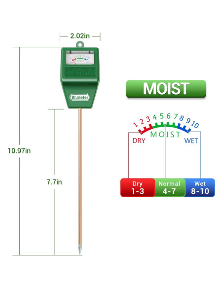 Medidor de Humedad de Suelo Dr.meter S10, Sin Baterías, Verde Medidor de Humedad de Suelo Dr.meter S10, Sin Baterías, Verde