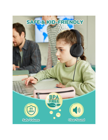 Auriculares iClever IC-HS27 para Niños, Volumen Seguro 85dBA, 5 Unidades