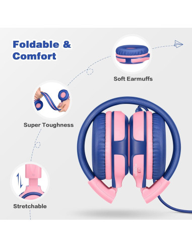 Auriculares para Niños SIMOLIO SM-902P con Micrófono Rosa