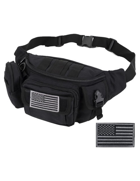 Mochila Fanny Táctica Meprona Negra 35.6x15.2cm para Senderismo Mochila Fanny Táctica Meprona Negra 35.6x15.2cm para Senderismo