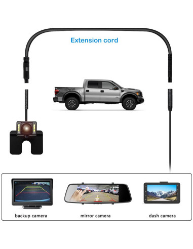 Cable de Extensión para Cámara de Respaldo YQMAJIM 2.99m Macho a Hembra