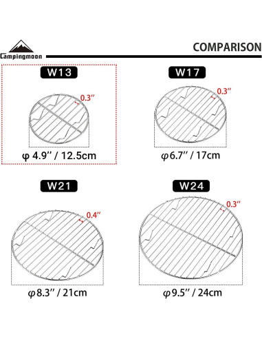 Rejilla de Cocina Campingmoon 12.5 cm Acero Inoxidable W13