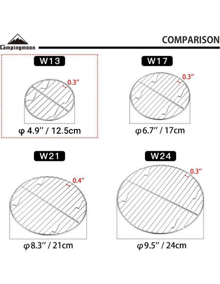 Rejilla de Cocina Campingmoon 12.5 cm Acero Inoxidable W13 Rejilla de Cocina Campingmoon 12.5 cm Acero Inoxidable W13