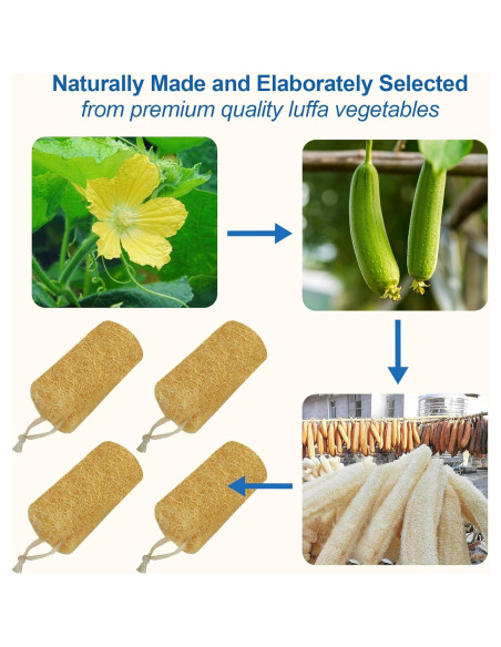 Esponjas de Lufa Natural AhaTopia - 4 Paquetes de 15 cm Esponjas de Lufa Natural AhaTopia - 4 Paquetes de 15 cm