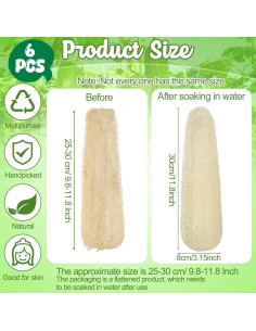 Esponjas de Lufa Natural ZhouBoat 30 cm Paquete de 6 Unidades 2