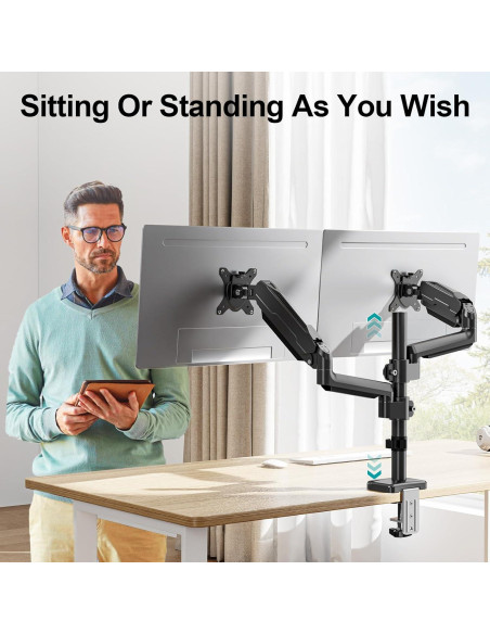 Soporte Doble para Monitor MOUNT PRO 13-32" Ajustable Negro Soporte Doble para Monitor MOUNT PRO 13-32" Ajustable Negro