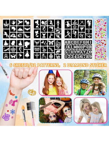 Kit de Tatuajes Temporales de Purpurina XiQiDianr - 12 Colores
